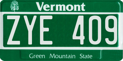 VT license plate ZYE409