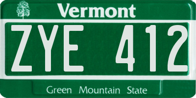 VT license plate ZYE412