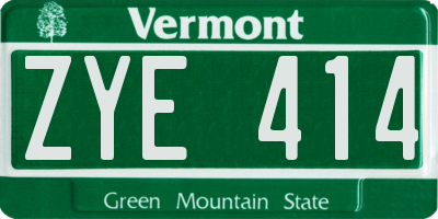 VT license plate ZYE414