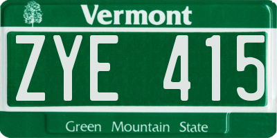 VT license plate ZYE415