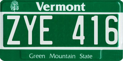 VT license plate ZYE416