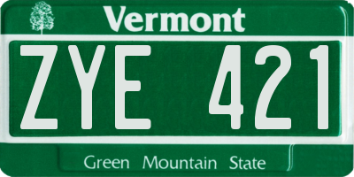 VT license plate ZYE421