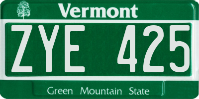VT license plate ZYE425