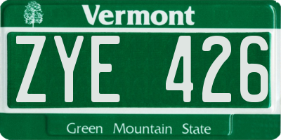 VT license plate ZYE426