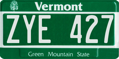 VT license plate ZYE427