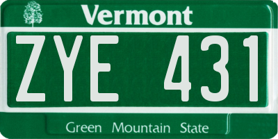 VT license plate ZYE431