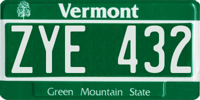 VT license plate ZYE432