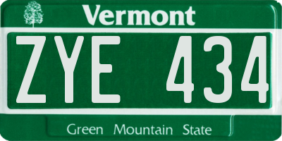 VT license plate ZYE434