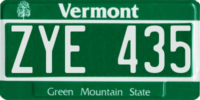 VT license plate ZYE435