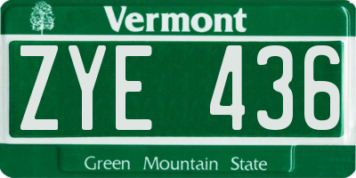 VT license plate ZYE436