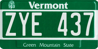 VT license plate ZYE437