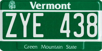 VT license plate ZYE438