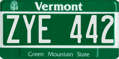 VT license plate ZYE442