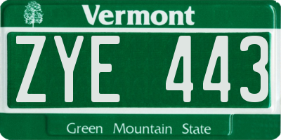 VT license plate ZYE443