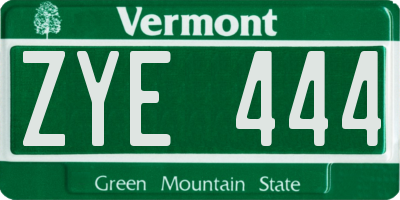 VT license plate ZYE444