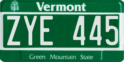 VT license plate ZYE445