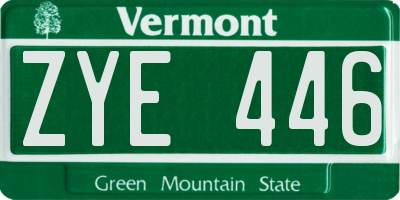 VT license plate ZYE446