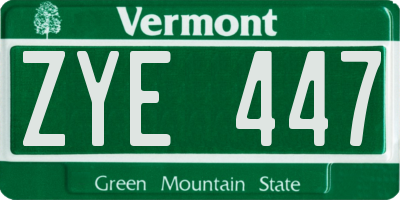 VT license plate ZYE447