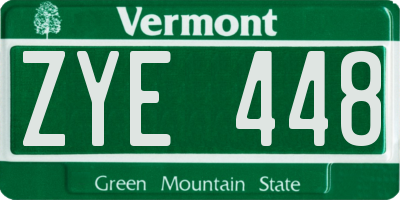 VT license plate ZYE448