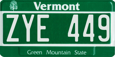 VT license plate ZYE449