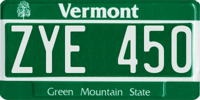 VT license plate ZYE450