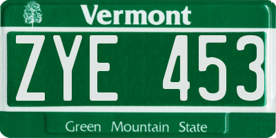 VT license plate ZYE453