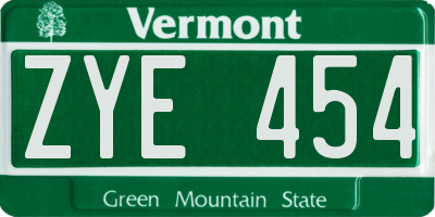 VT license plate ZYE454
