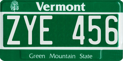 VT license plate ZYE456