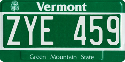 VT license plate ZYE459