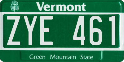 VT license plate ZYE461