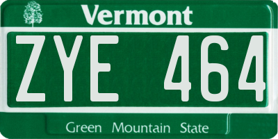 VT license plate ZYE464