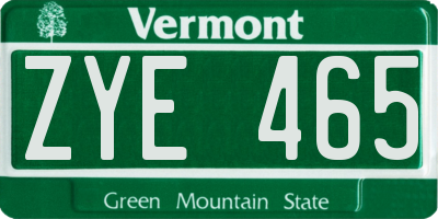 VT license plate ZYE465