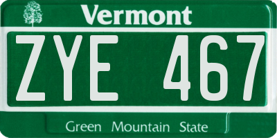 VT license plate ZYE467