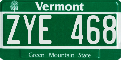 VT license plate ZYE468