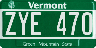 VT license plate ZYE470