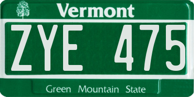 VT license plate ZYE475