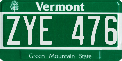 VT license plate ZYE476