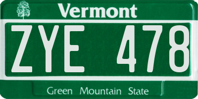 VT license plate ZYE478