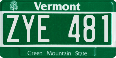 VT license plate ZYE481