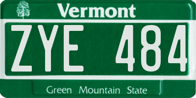 VT license plate ZYE484