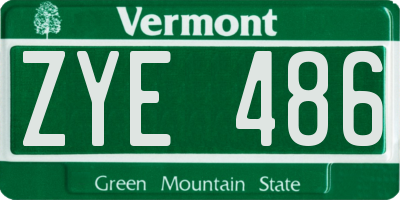 VT license plate ZYE486