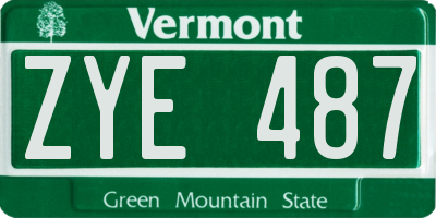 VT license plate ZYE487
