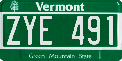 VT license plate ZYE491