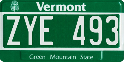 VT license plate ZYE493