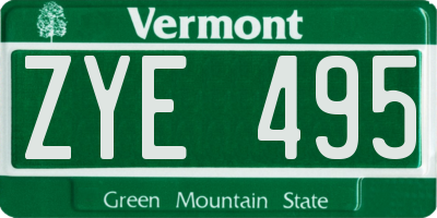 VT license plate ZYE495