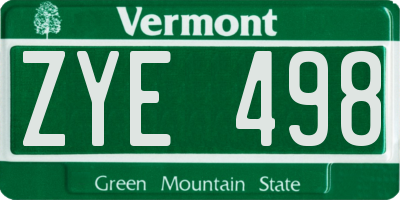 VT license plate ZYE498