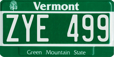 VT license plate ZYE499