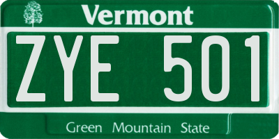 VT license plate ZYE501