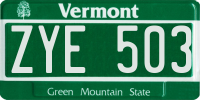VT license plate ZYE503