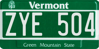 VT license plate ZYE504